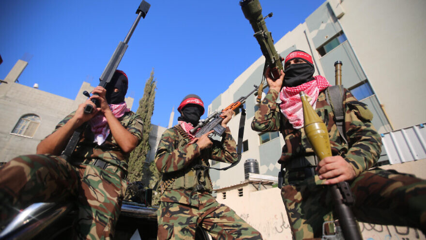 Palestinians take part in a rally in Gaza City on the anniversary of the killing of PFLP chief Abu Ali Mustafa, Aug. 31, 2019. Photo by Hassan Jedi/Flash90.