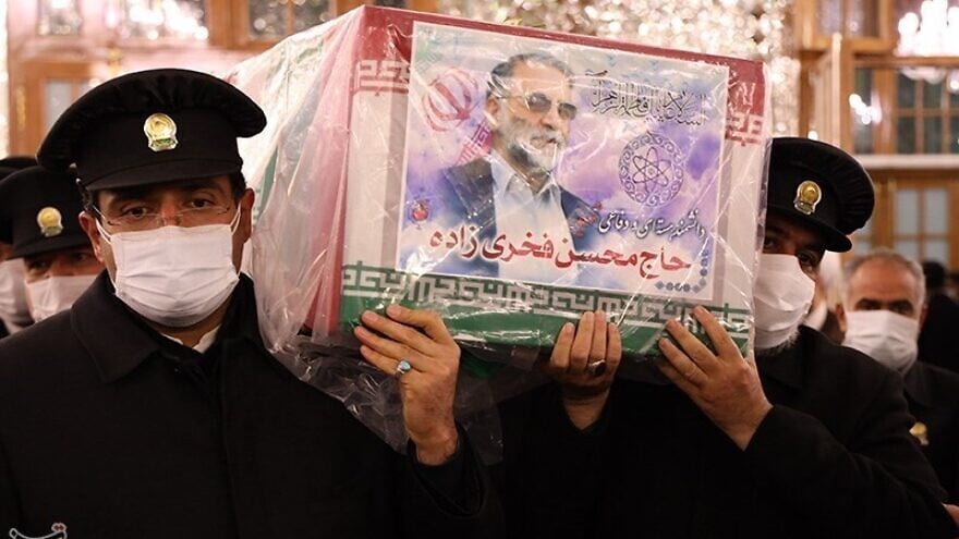 The funeral procession of assassinated Iranian nuclear scientist Mohsen Fakhrizadeh in Mashhad, Iran, on Nov. 30, 2020. Credit: Tasnim News Agency.