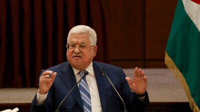 Palestinian Authority leader Mahmoud Abbas at a meeting of the Palestinian leadership in Ramallah, Aug. 18, 2020. Photo by Flash90.