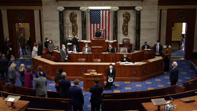 U.S. House of Represenatives moving to impeach President Donald Trump for a second time on Jan. 14, 2020. Source: Wikimedia Commons.