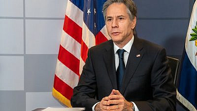 U.S. Secretary of State Antony Blinken participates in a video teleconference with the European Union's Foreign Affairs Council at the U.S. Department of State in Washington, D.C., on Feb. 22, 2021. Credit: U.S. shutterState Department Photo by Ron Przysucha/Public Domain.