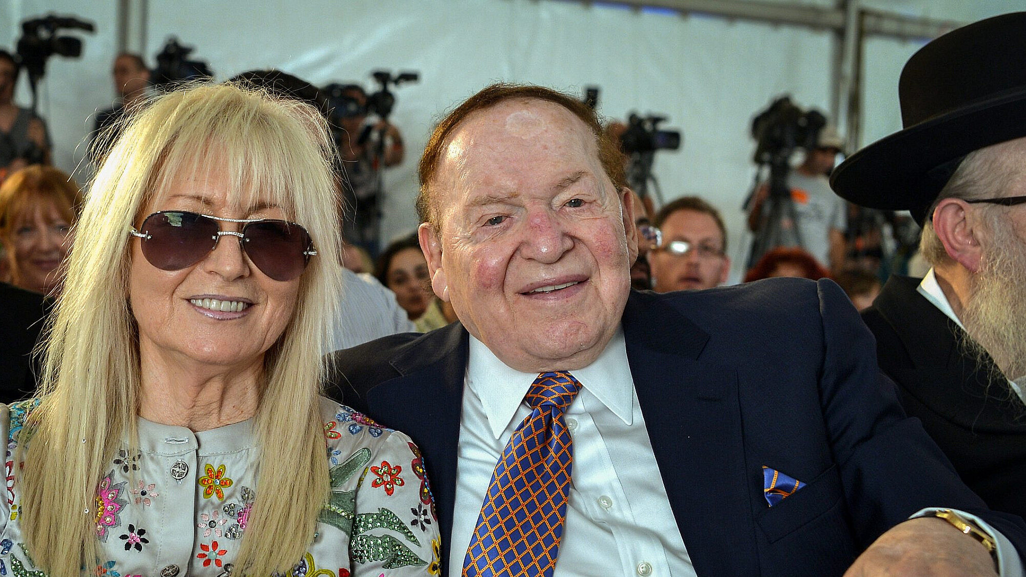 American businessman and investor Sheldon Adelson and his wife at the ceremony of a laying of a cornerstone for new Medicine Faculty buildings at the Ariel University in the West Bank, on June 28, 2017. Photo by Ben Dori/Flash90.