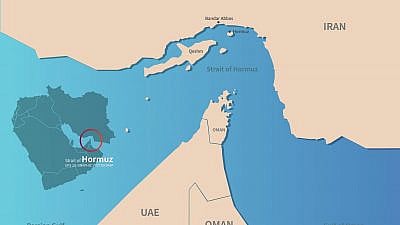 A vector map of the Gulf region and the Strait of Hormuz. Credit: tunasalmon/Shutterstock.