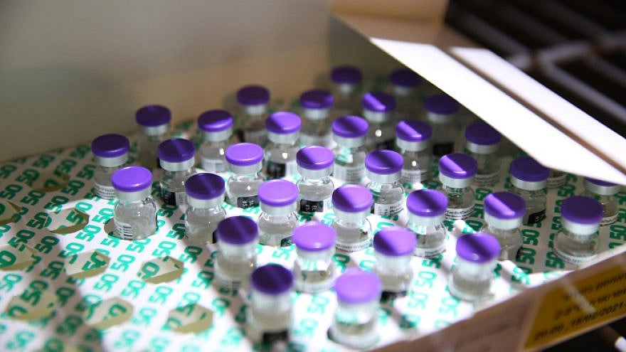 COVID-19 vaccines at a vaccination center in Tzfat on Feb. 14, 2021. Photo by David Cohen/Flash90.