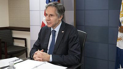 Secretary of State Antony J. Blinken delivers remarks virtually at the Millennium Challenge Corporation (MCC) Board Meeting, from the U.S. Department of State in Washington, D.C. on March 31, 2021. Credit: U.S. State Department Photo by Freddie Everett.