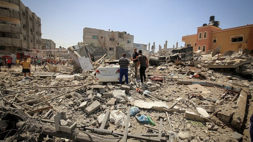 A building in Gaza hit by an Israeli airstrike in retaliation for more than 4,000 rockets fired by Hamas and other terrorist groups, May 20, 2021. Photo by Abed Rahim Khatib/Flash90.