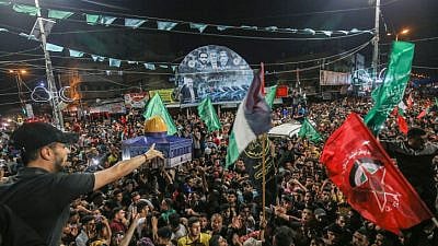 Celebrations in the streets of Khan Yunis in the Gaza Strip following a ceasefire brokered by Egypt between Israel and Hamas, May 21, 2021. Photo by Abed Rahim Khatib/Flash90.