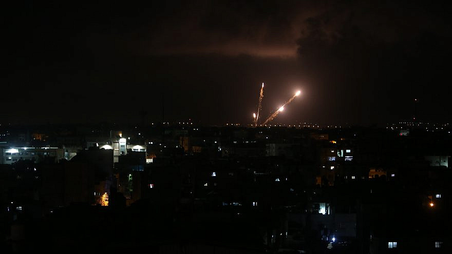 Some of the last rockets fired by Hamas in the Gaza Strip towards Israel before the start of a ceasefire on May 21, 2021. Photo by Abed Rahim Khatib/Flash90.