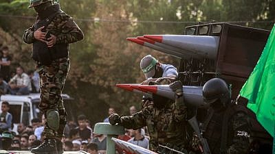Hamas terrorists attend a rally in Beit Lahiya in the Gaza Strip, May 30, 2021. Photo by Atia Mohammed/Flash90.