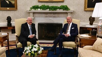 U.S. President Joe Biden with outgoing Israeli President Rivlin at the White House. Credit: GPO/Haim Zach.