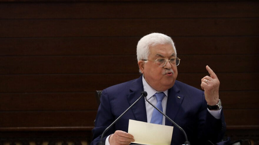 Palestinian Authority leader Mahmoud Abbas speaks during a meeting of the Palestinian leadership in Ramallah, on Sept. 3, 2020. Photo by Flash90.