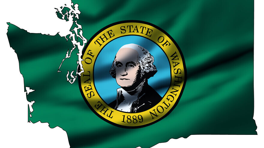 Washington State with its state flag. Credit: Filip Bjorkman.