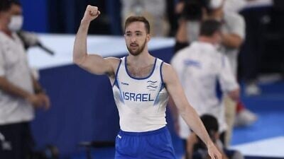Israeli artistic gymnast and gold medalist Artem Dolgopyat, Aug. 1, 2021. Source: Israel Olympic Committee via Facebook.