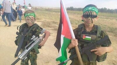 Children in Gaza participate in Hamas-instigated riots on the Israeli border,  Aug. 24, 2021. Source: Twitter.