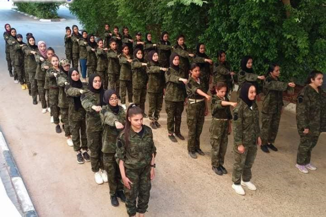 “Summer-camp activities” for youth that present terrorists as role models at the Palestinian Authority Security Forces’ Al-Istiqlal University. Credit: PMW.
