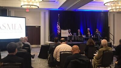 A panel discussing the “Dream Palaces: Twenty Years After 9/11; The Legacy of Dr. Fouad Ajami” featuring Professor Russell Berman, Col Joel Rayburn, Professor Franck Salameh, Michelle Ajami and Asaf Romirowsky. Source: Facebook.