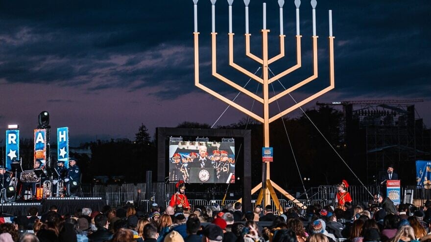 The National Menorah lighting in Washington, D.C., on the first night of Hanukkah, Nov. 28, 2021. Photo by Sholom Srugo.