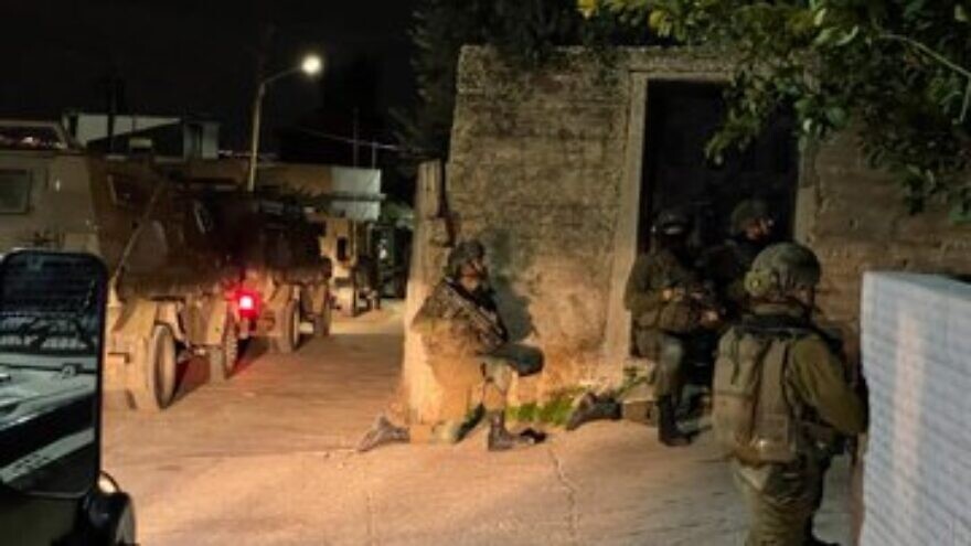 Israeli forces during an operation in Silat al-Harithiya, some six miles northwest of Jenin in northern Samaria, on Dec. 19, 2021. Source: Israel Defense Forces.