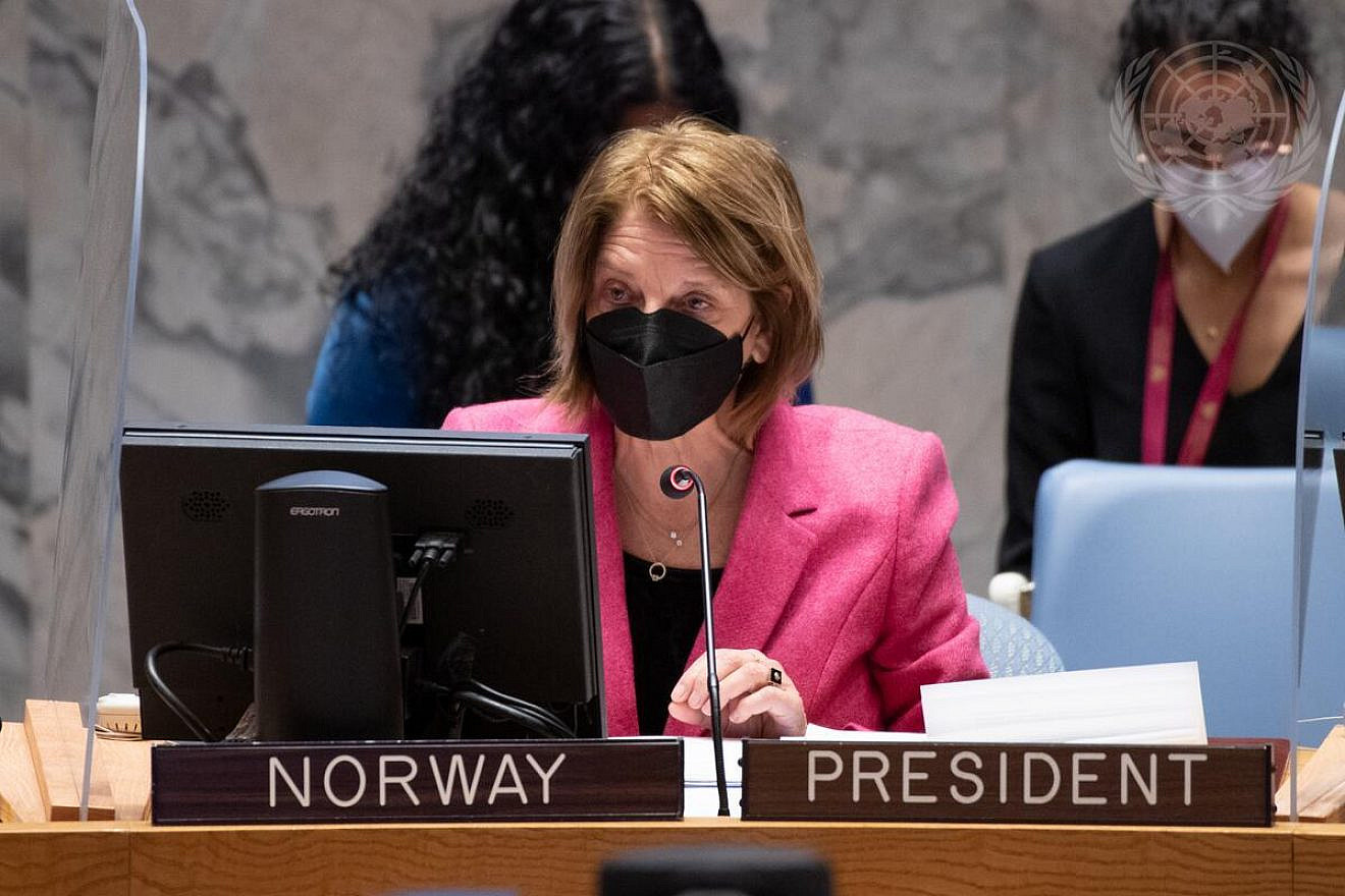 Mona Juul, Permanent Representative of Norway to the United Nations and president of the Security Council for the month of January 2022, chairs the Security Council meeting on the situation in the Middle East (Yemen). Credit: U.N. Photo/Eskinder Debebe.