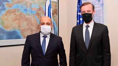 Israeli National Security Adviser Eyal Hulata and U.S National Security Advisor Jake Sullivan in December 2021. Source: Twitter/Jake Sullivan.