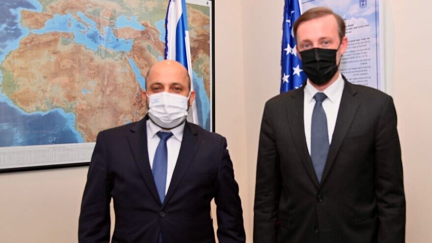 Israeli National Security Adviser Eyal Hulata and U.S National Security Advisor Jake Sullivan in December 2021. Source: Twitter/Jake Sullivan.
