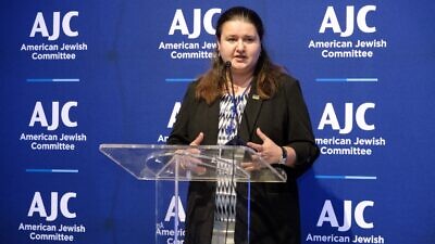 Ukraine’s Ambassador to the United States Oksana Markarova was recognized at a diplomatic seder held by the American Jewish Committee in Washington, D.C., on March 24, 2022. Photo by Dmitry Shapiro.