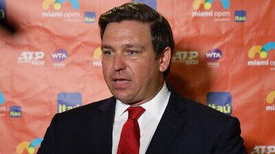 Florida Gov. Ron DeSantis visits the Miami Open at the Hard Rock Stadium in Miami Gardens, Fla., on March 27, 2019. Credit: Leonard Zhukovsky/Shutterstock.