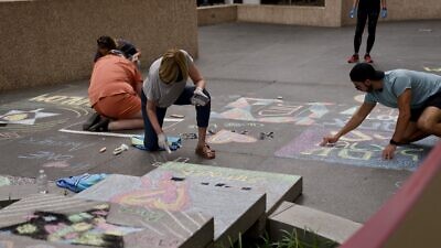 “Chalk Over Hate,” sponsored by Artists 4 Israel, was part of a National Day of Action against hate and anti-Semitism, June 3, 2022. Credit: Passages/Cade Chudy.
