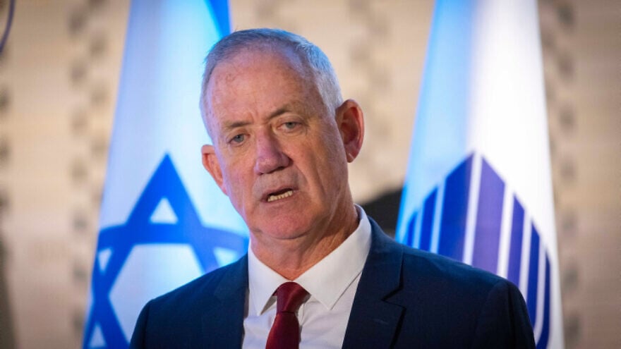 Israeli Defense Minister Benny Gantz attends a memorial for soldiers who died in the First Lebanon War, at Mount Herzl in Jerusalem, June 14, 2022. Credit: Olivier Fitoussi/Flash90.