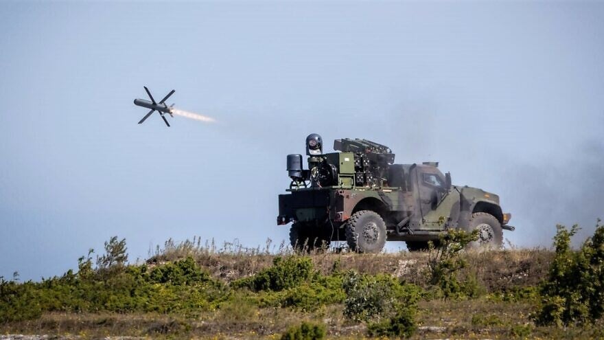 A new Israeli-made missile was unveiled at Paris’s Eurosatory defense exhibition, June 2022. Credit: Rafael Advanced Defense Systems.
