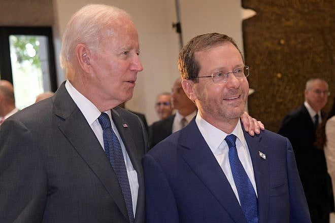 U.S. President Joe Biden and Israeli President Isaac Herzog in Jerusalem, July 14, 2022. Photo by Haim Zach/GPO.