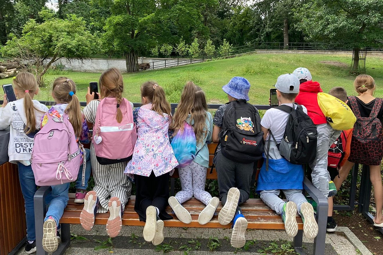 Jewish Ukrainian refugee children at Kef BeKayitz Day Camp in Warsaw enjoy days of respite and enrichment, including a trip to the zoo, July 2022. Credit: Courtesy of Mosaic United.