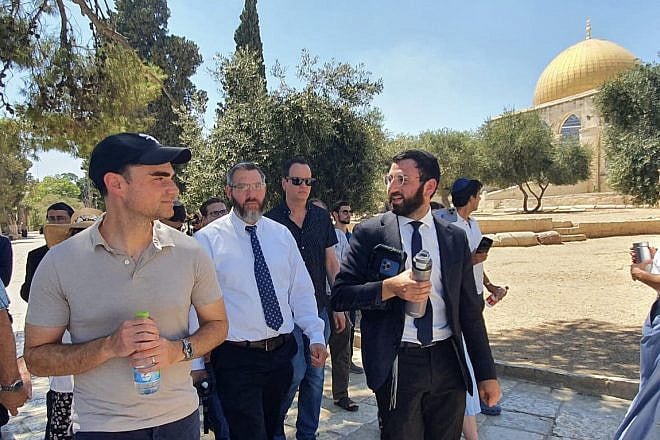 American Jewish political commentator and columnist Ben Shapiro (left) on the Temple Mount, July 24, 2022. Photo by Michael Miller.