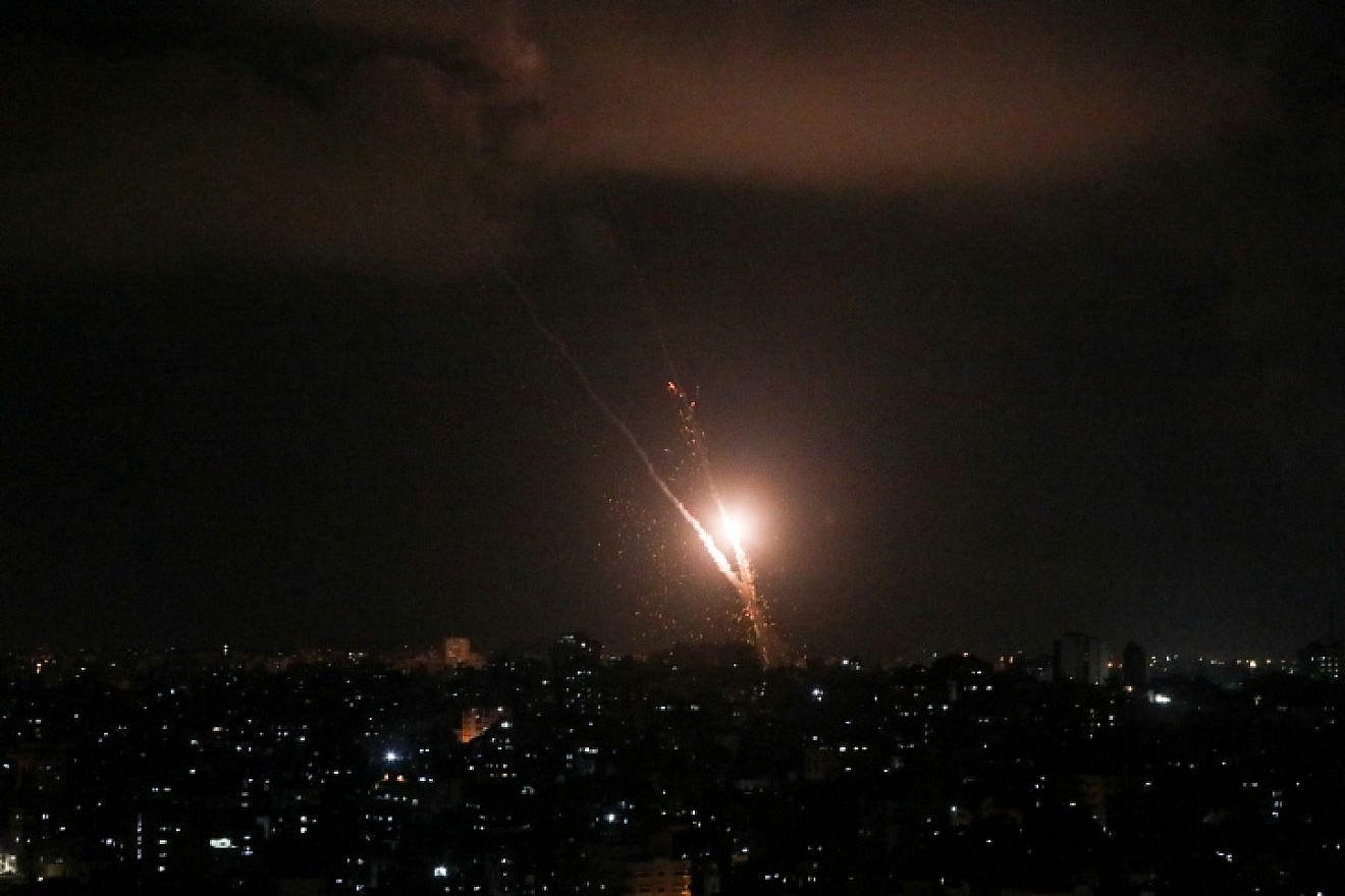 Rockets fired by Islamic Jihad towards Israel from the Gaza Strip, Aug. 5, 2022. Photo by Attia Muhammed/Flash90.