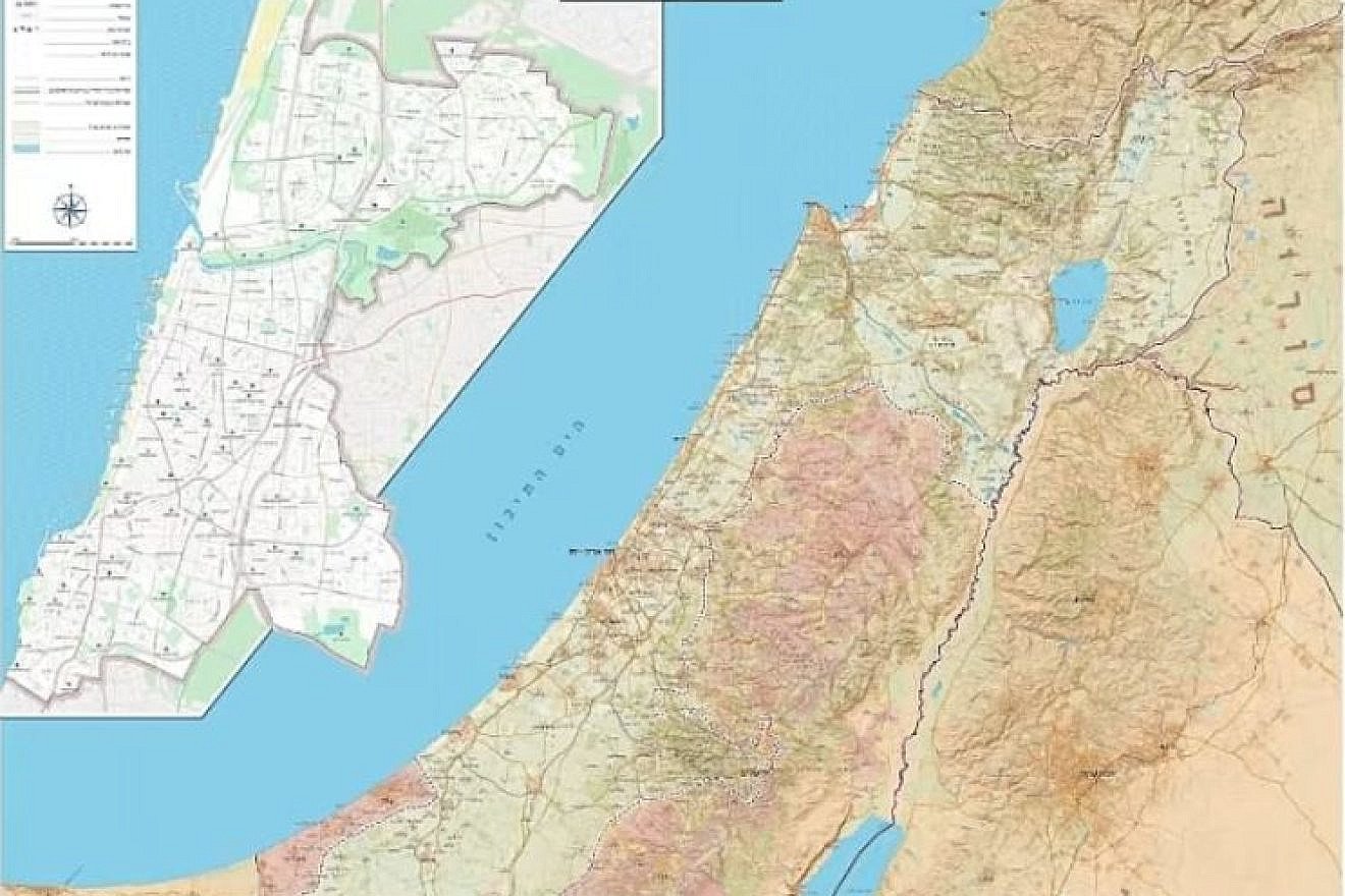 A map of Israel marking out the so-called Green Line, produced for Tel Aviv classrooms. Credit: Tel Aviv Municipality.