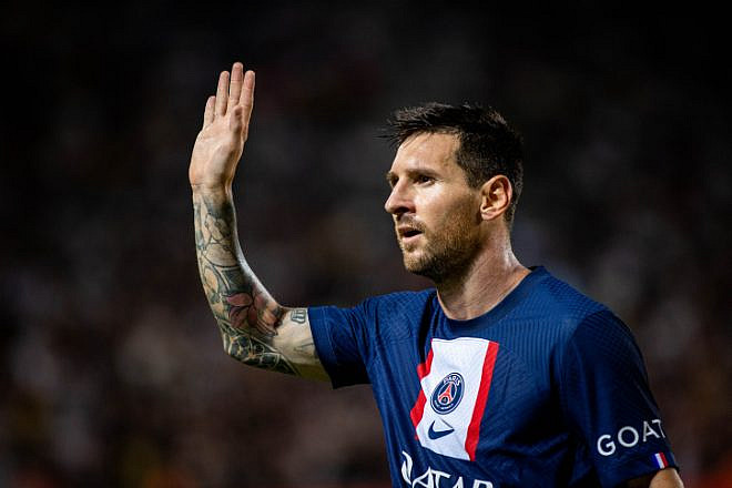 Lionel Messi at the French Super Cup match between Paris Saint-Germain and Nantes at Bloomfield Stadium in Jaffa, July 31, 2022. Credit: Oren Ben Hakoon/Flash90.
