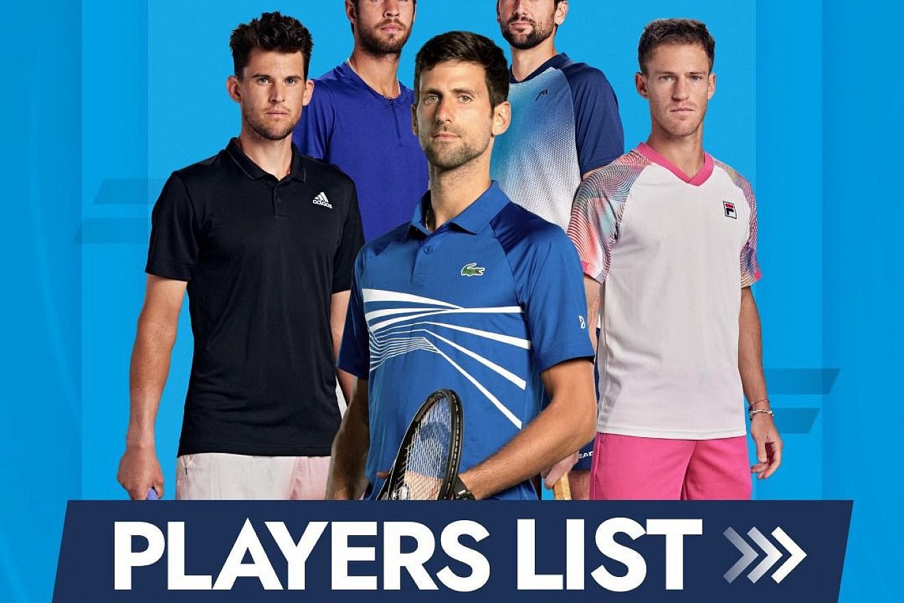 Novak Djokovic (center) took top honors at the Expo Tel Aviv Complex on Sunday. Courtesy of Tel Aviv Watergen Open.