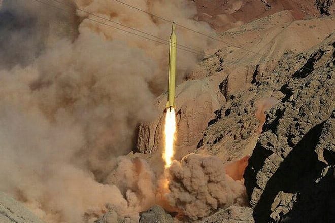 Iran's Islamic Revolutionary Guard Corps tests a Qadr-110 (also transliterated as Ghadr-110) ballistic missile, which has a range of up to 1,200 miles, March 2016. Credit: Tasnim News Agency via Wikimedia Commons.