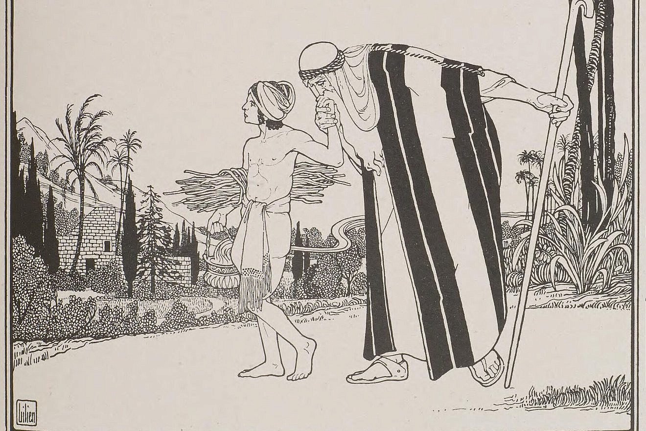 Abraham and Isaac portrayed in an engraving by Ephraim Moses Lilien. Credit: Wikimedia.