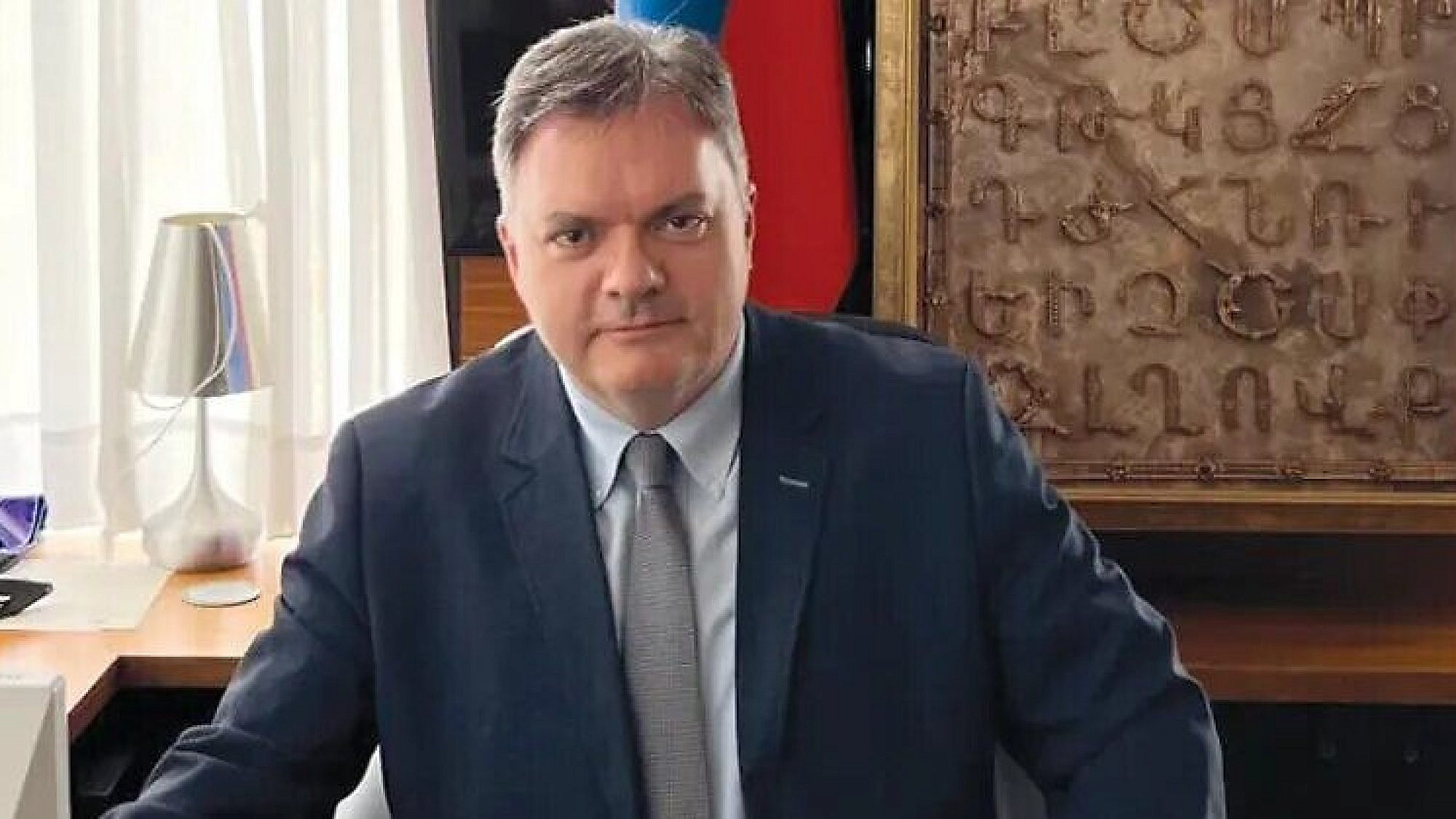 Armenian Ambassador Arman Akopian in his office. Courtesy of Arman Akopian.