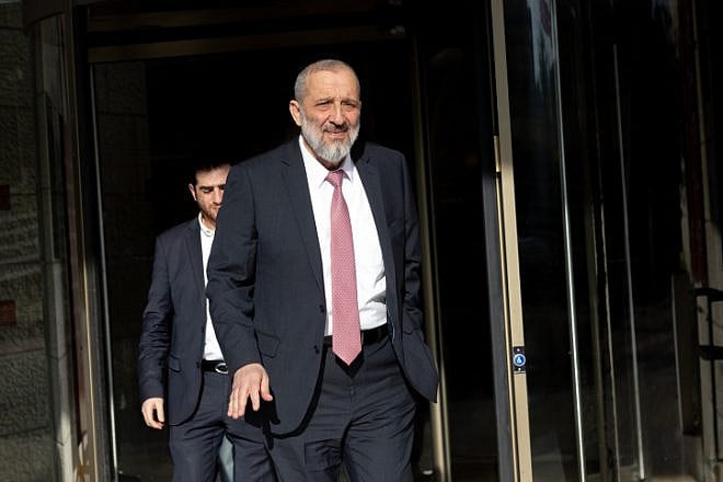 Shas Party chairman Aryeh Deri after coalition talks with prime minister-designate Benjamin Netanyahu in Jerusalem, Dec. 5, 2022. Photo by Yonatan Sindel/Flash90.