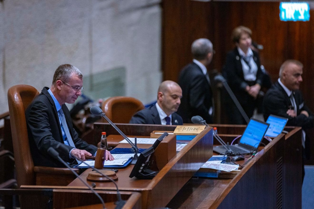Then-Knesset Speaker Yariv Levin attends a plenum session, Dec. 26, 2022. Photo by Olivier Fitoussi/Flash90.