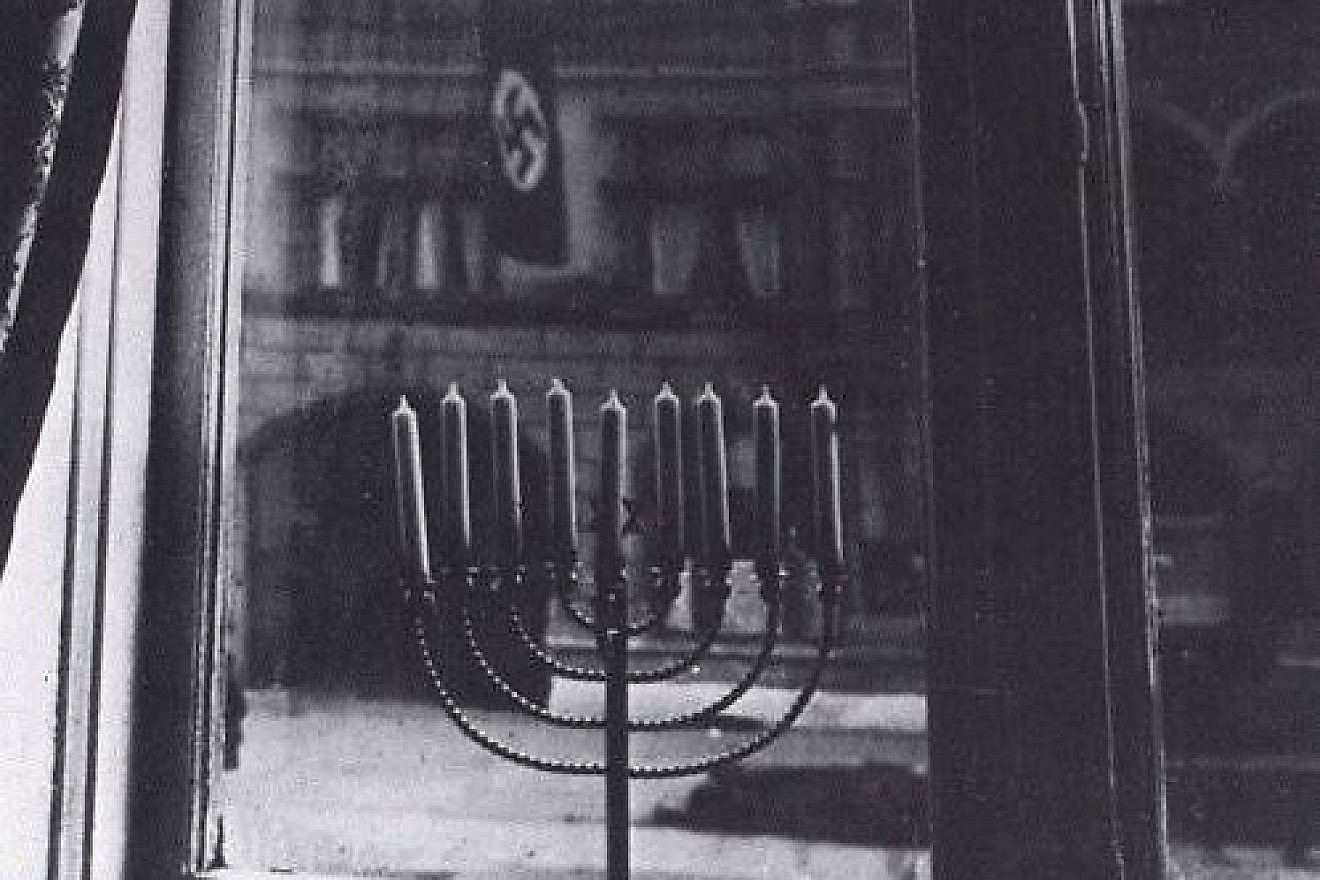 The Posner family's Chanukah menorah at their home in Berlin, Germany, 1931. Credit: Yad Vashem.