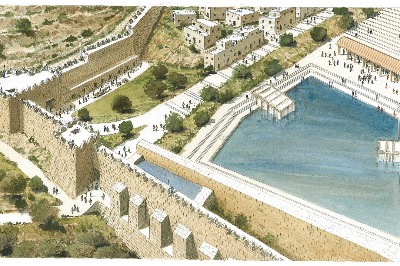 A rendering of the Pool of Siloam in the Second Temple Period. Credit: Shalom Kveller/City of David Archives.