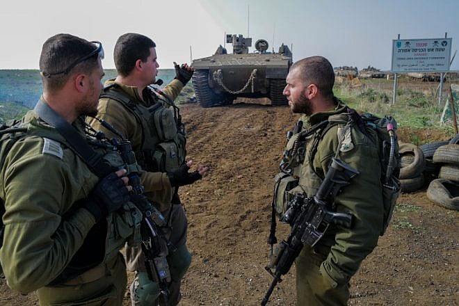 The Israeli Combat Engineering Corps prepare for a joint military exercise with Armored and Givati forces on the Golan Heights, Jan. 10, 2023. Photo by Michael Giladi/Flash90.