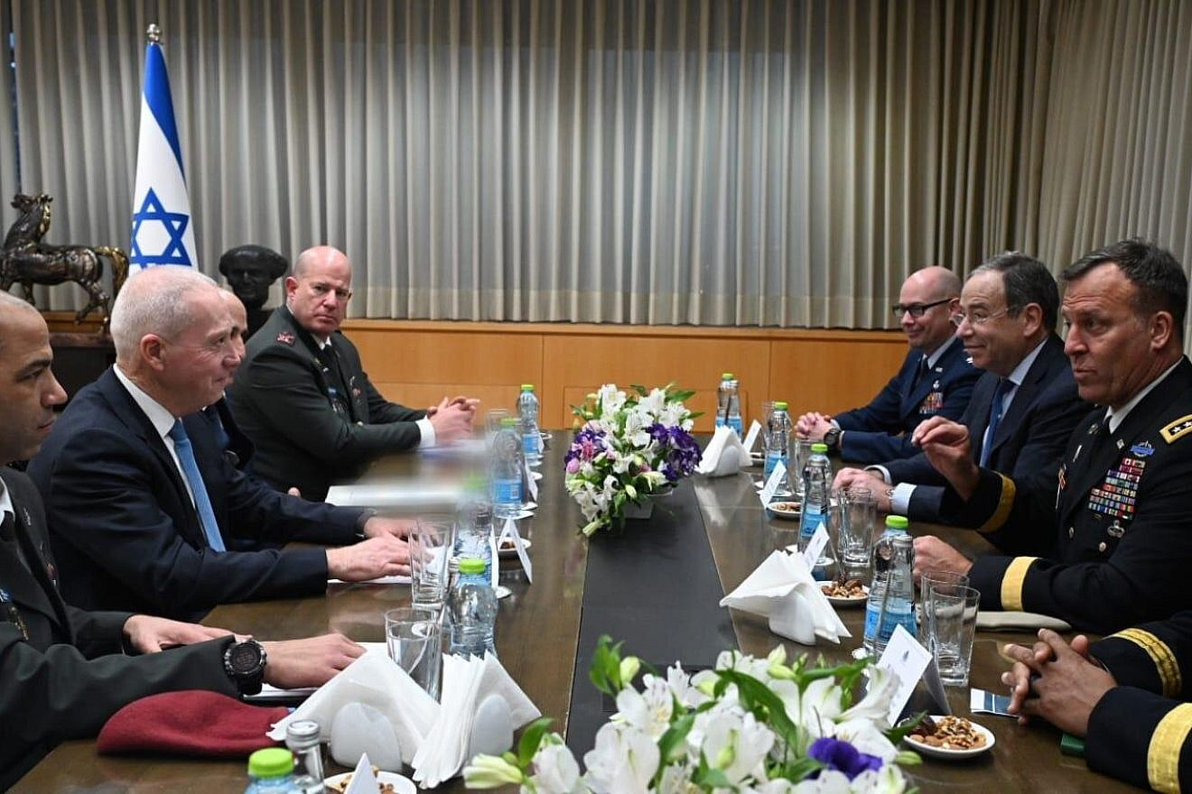 Israeli Defense Minister Yoav Gallant meets with U.S. Central Command (CENTCOM) chief Gen. Michael Erik Kurilla at military headquarters in Tel Aviv, Jan. 16, 2023. Credit: Ariel Hermoni/Israeli Defense Ministry.