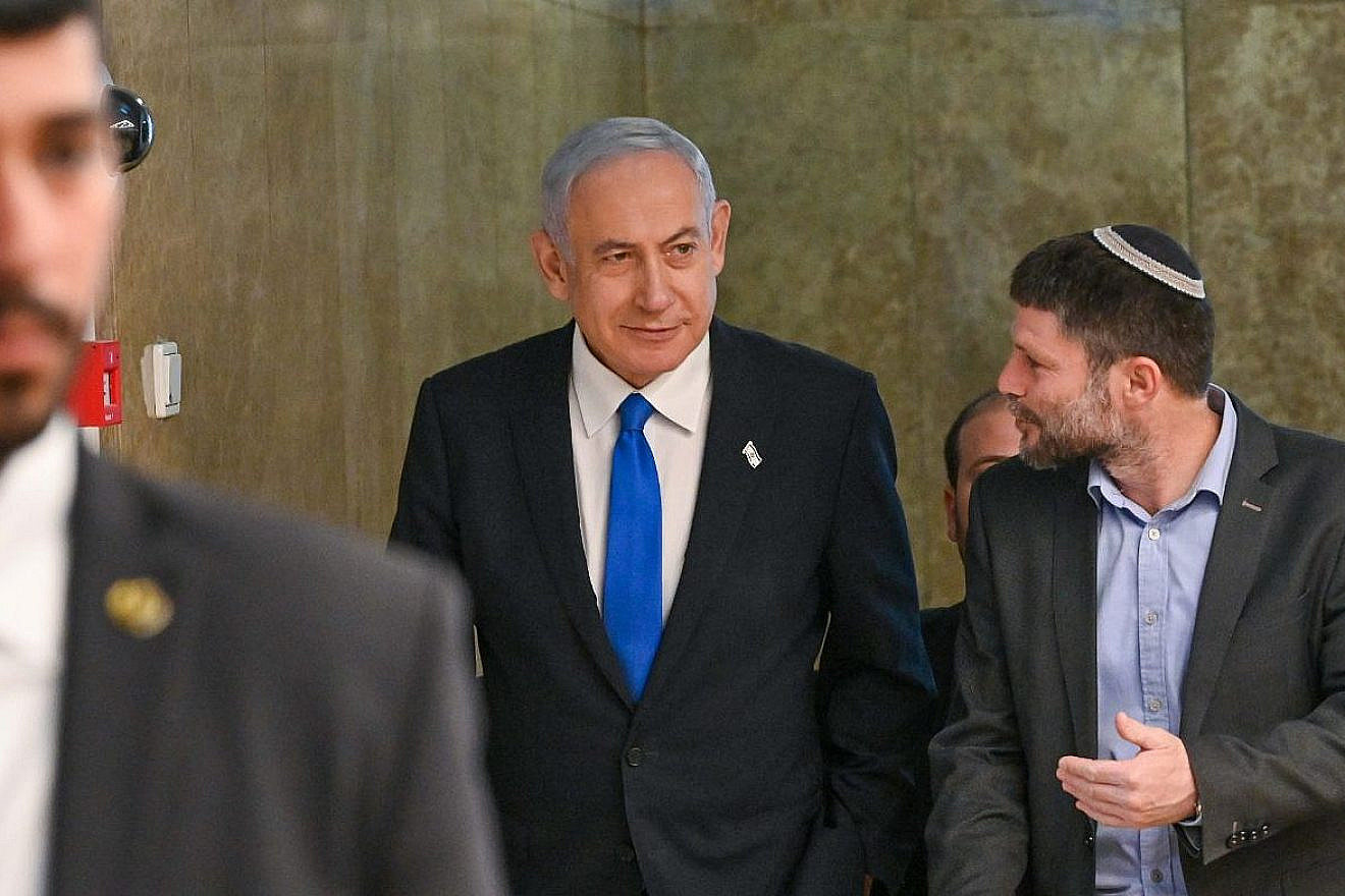Israeli Prime Minister Benjamin Netanyahu arrives for a Cabinet meeting in Jerusalem on Feb. 23, 2023. Photo by Kobi Gideon/GPO.