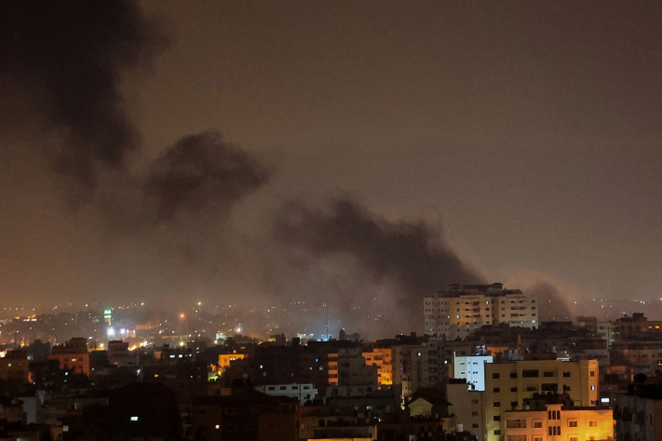 The Israel Defense Forces targets Hamas military assets in the Gaza Strip after Palestinian terrorists fire a rocket at the Jewish state, Feb. 2, 2023. Photo by Attia Muhammed/Flash90.