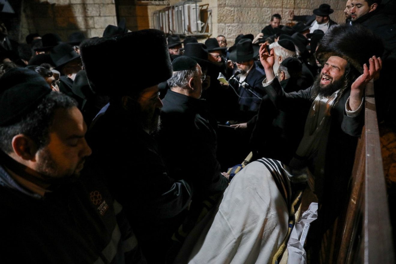 The funeral of 7-year-old Asher Menachem Paley, victim of an Arab car-ramming attack the previous day at a bus stop in Jerusalem, Feb. 11, 2023. Photo by Noam Revkin Fenton/Flash90.