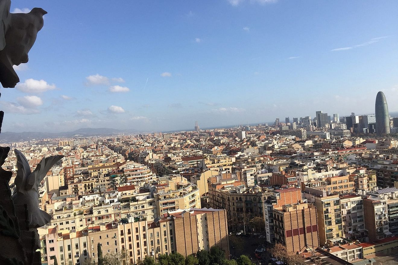 Barcelona's skyline seen from atop the Basílica de la Sagrada Família, 2016. Photo by Menachem Wecker/JNS.